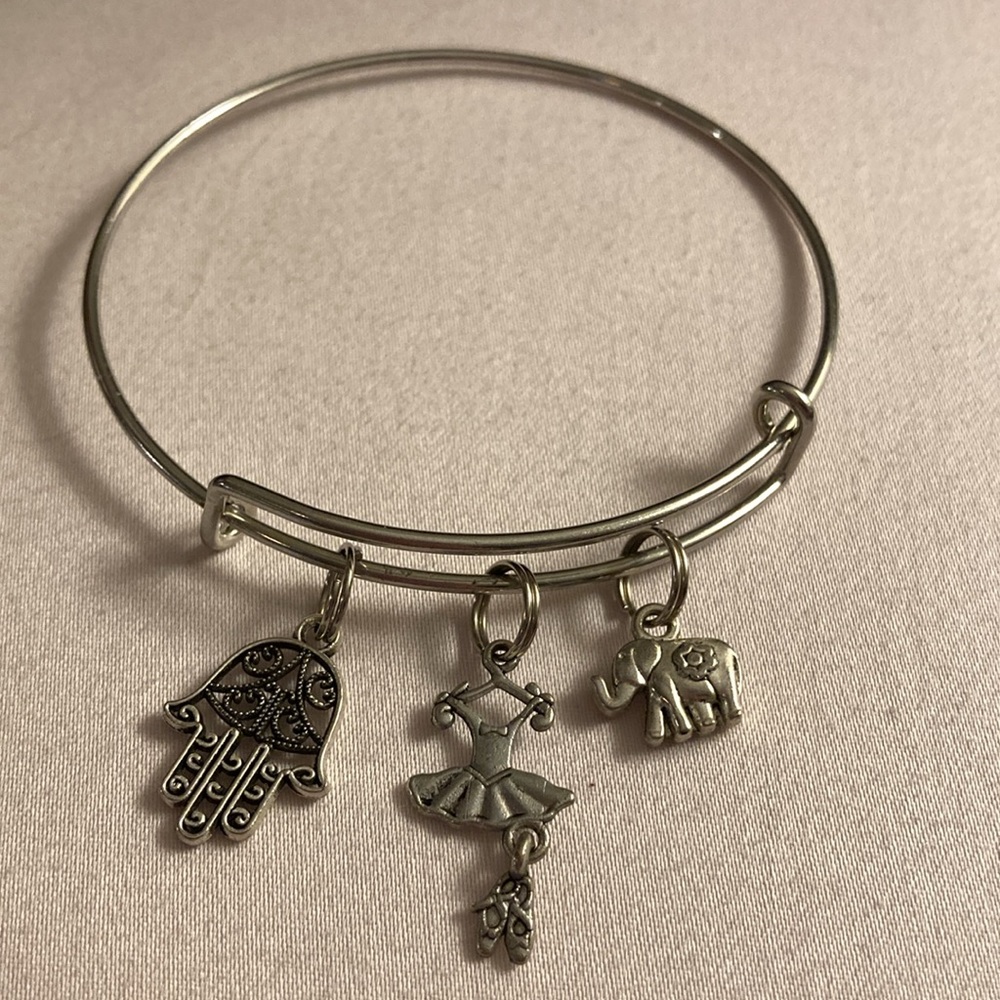 Hamsa Hand, Ballerina Tutu, and Elephant Stretch Bangle Bracelet